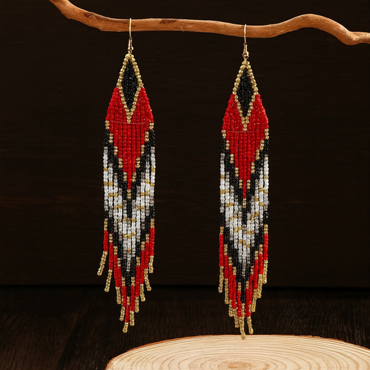 Red Radiance Beaded Earrings