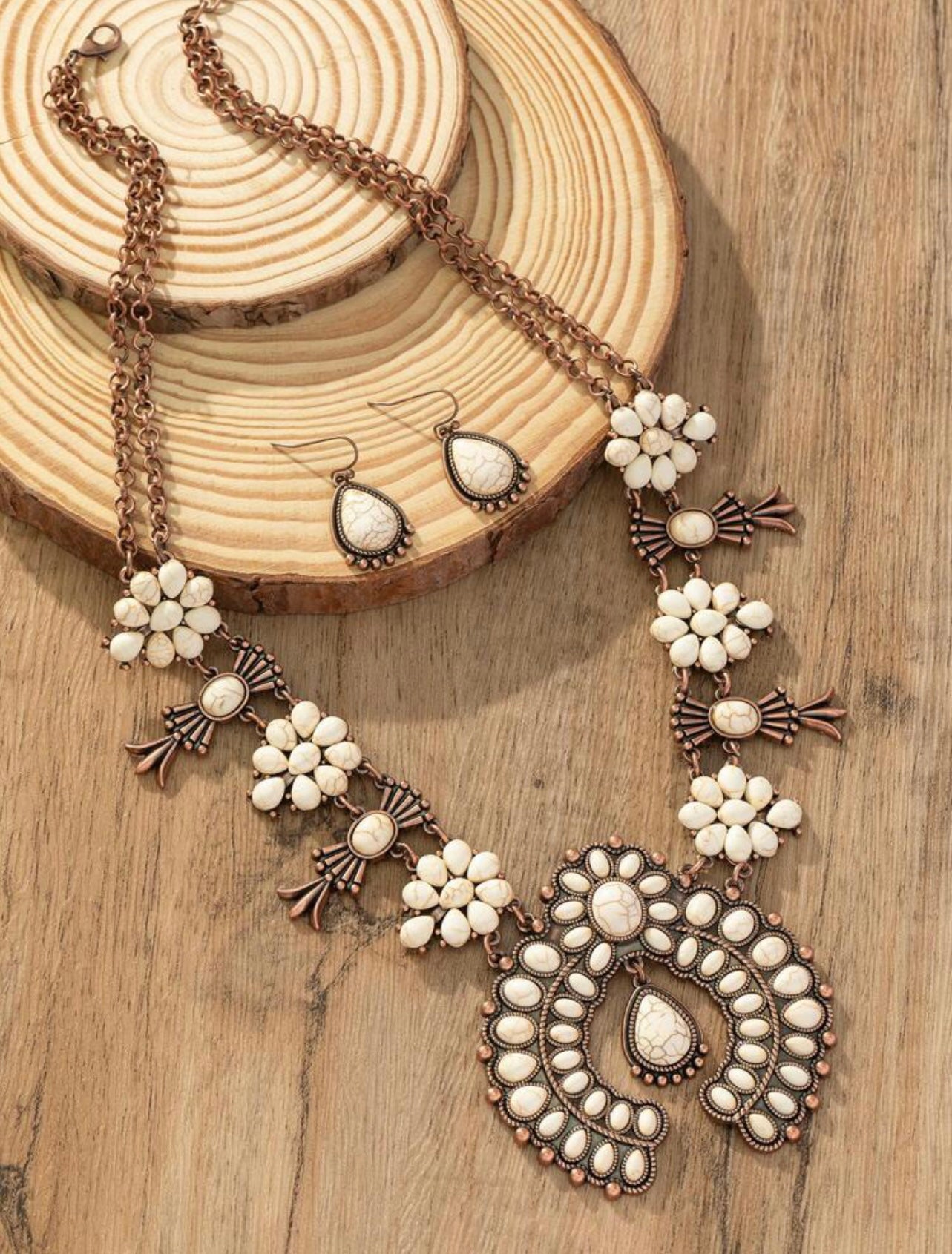 Alabaster Squash Blossom Necklace