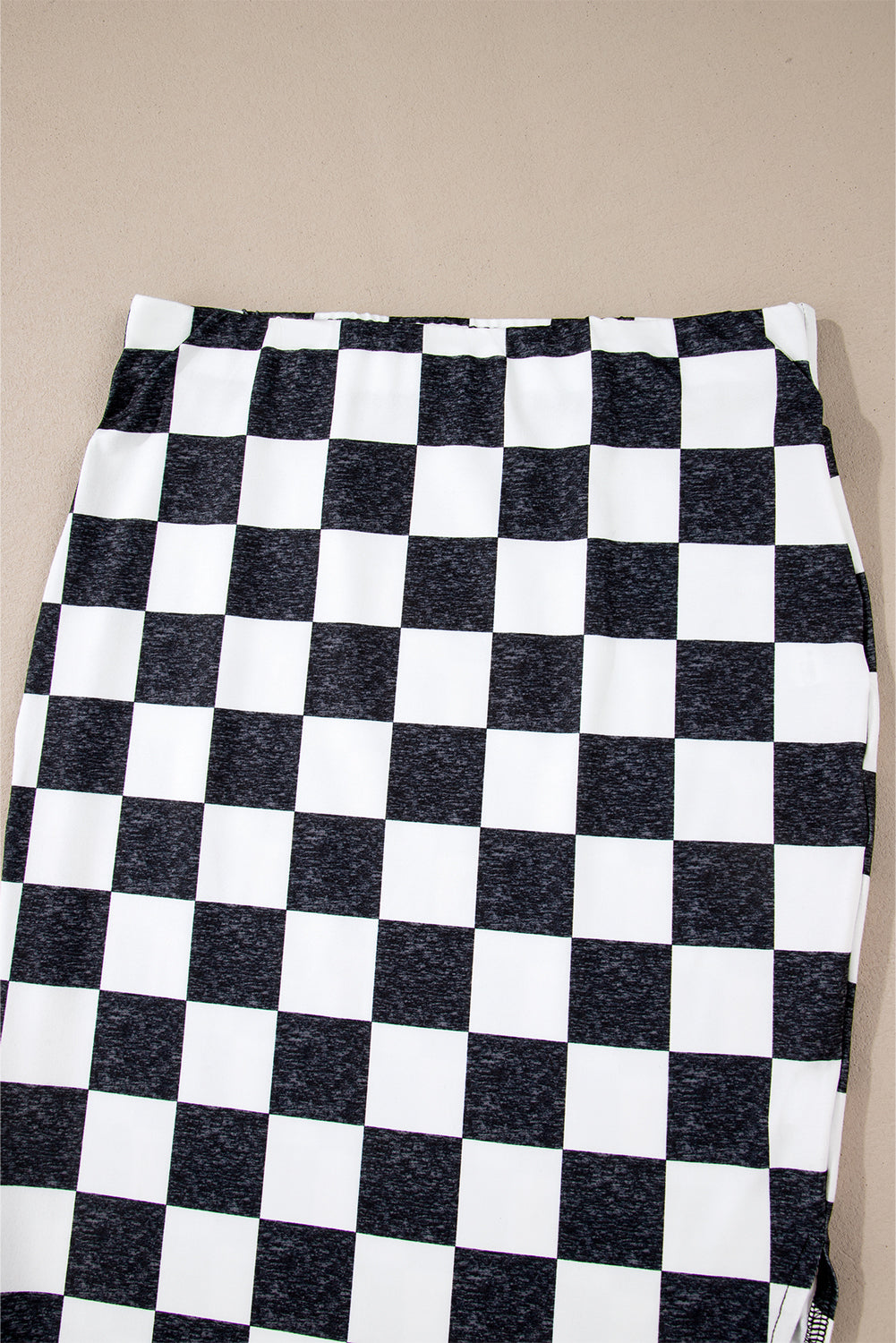 Checkered Side Slit Midi Skirt Chessa