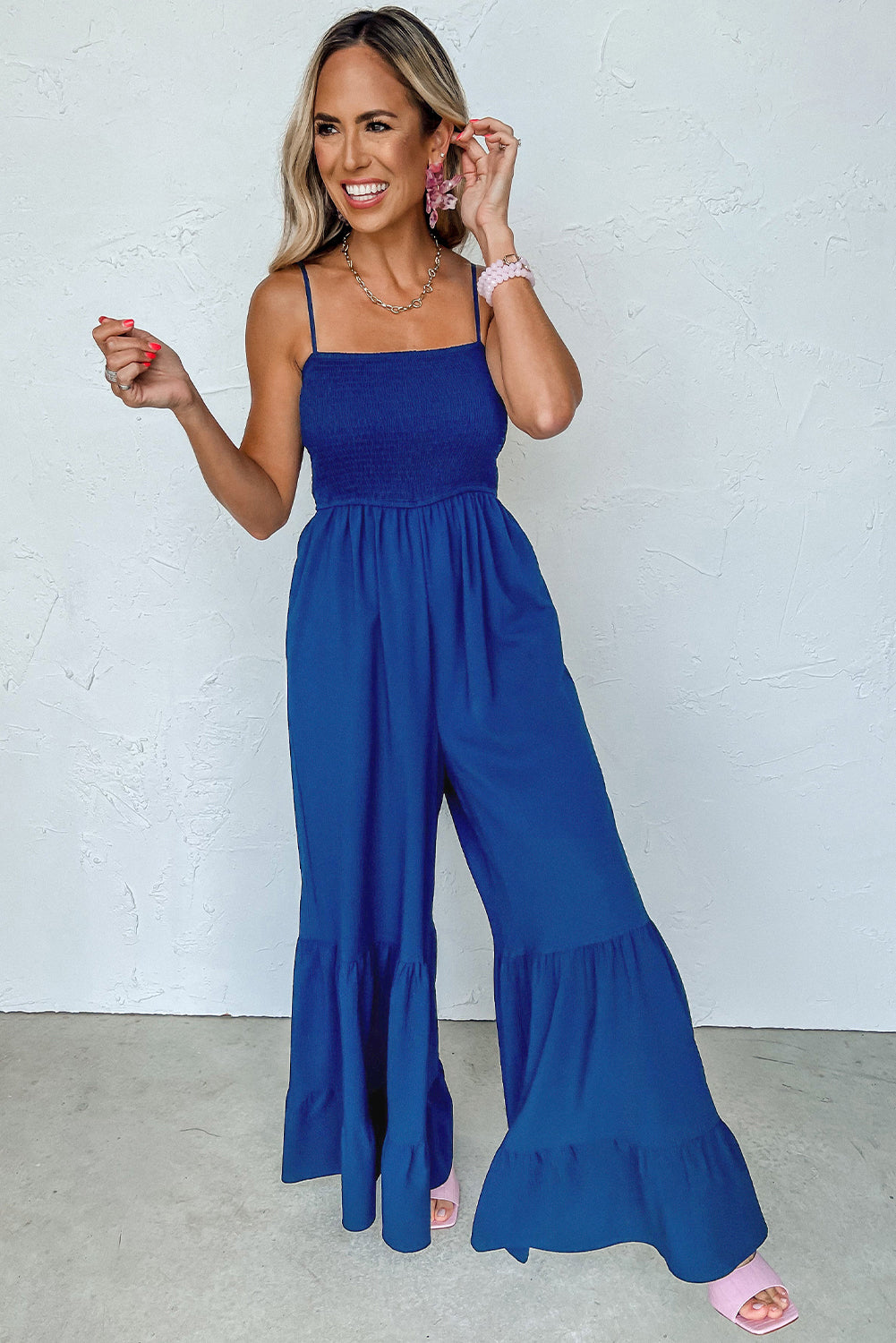 Navy Blue Wide Leg Jumpsuit