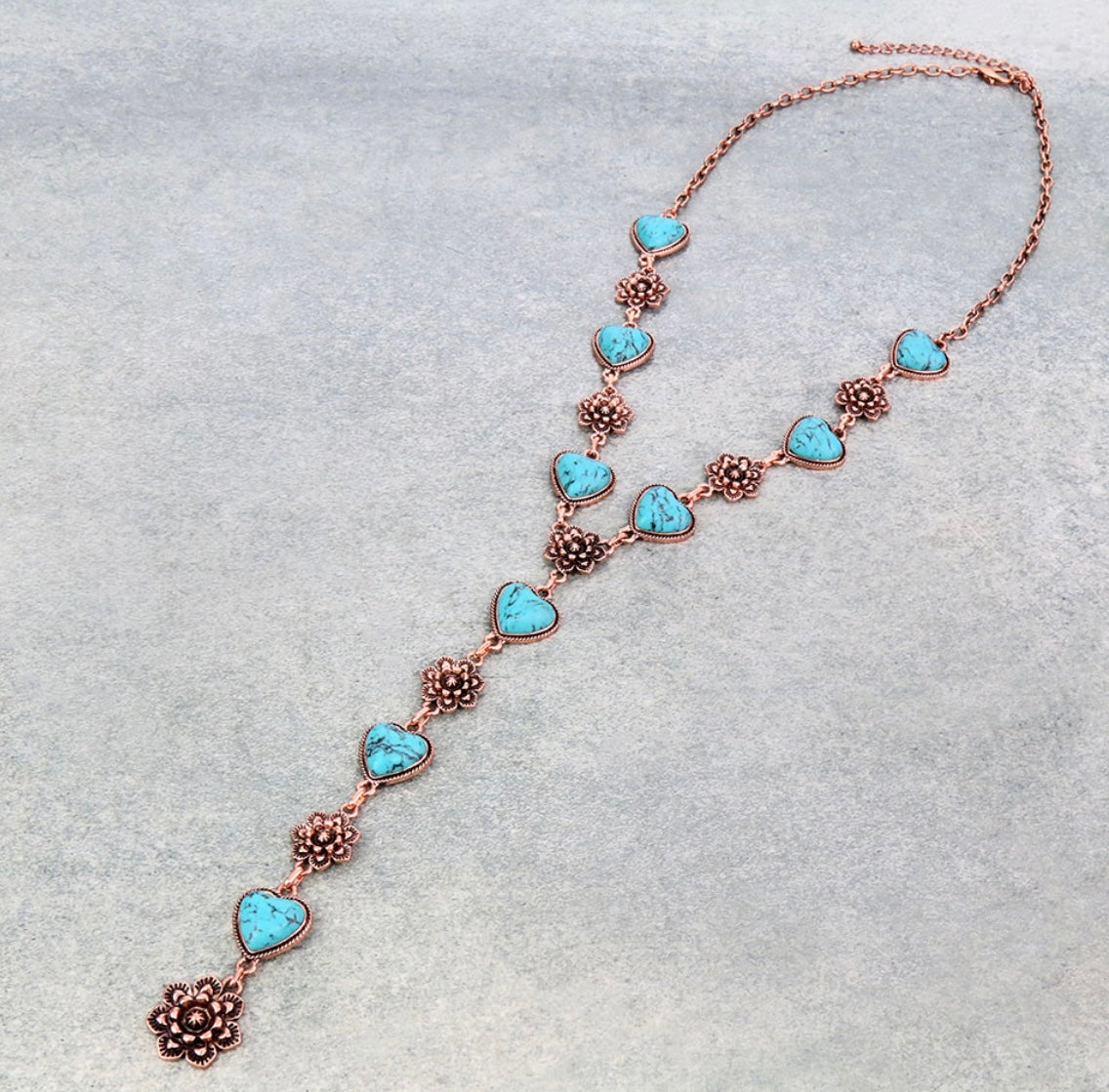 Lola Brass Heart Turquoise Necklace