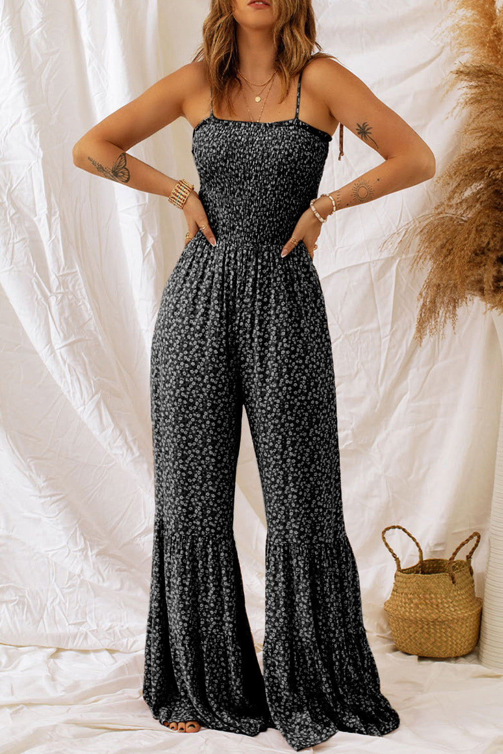 Smocked Bodice Jumpsuit Daisy