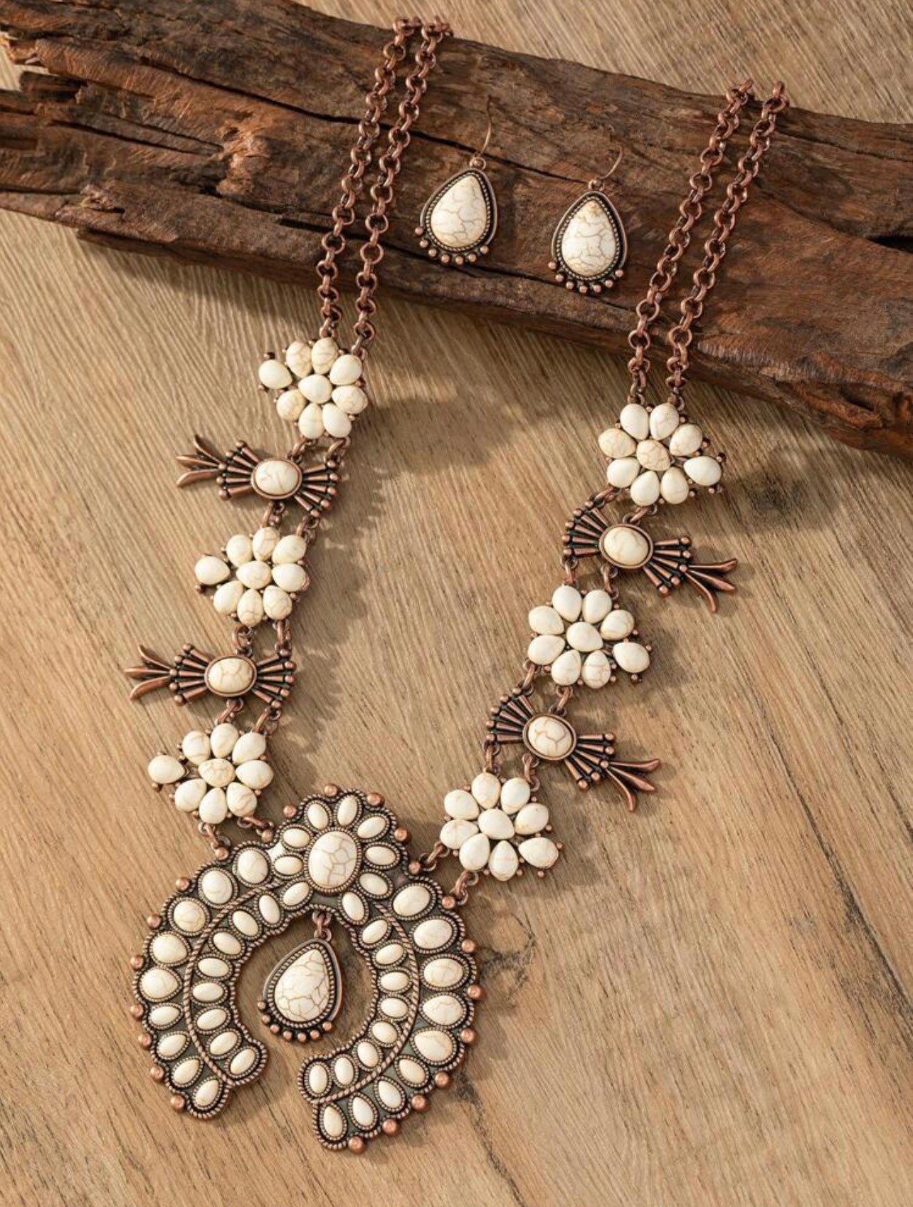 Alabaster Squash Blossom Necklace