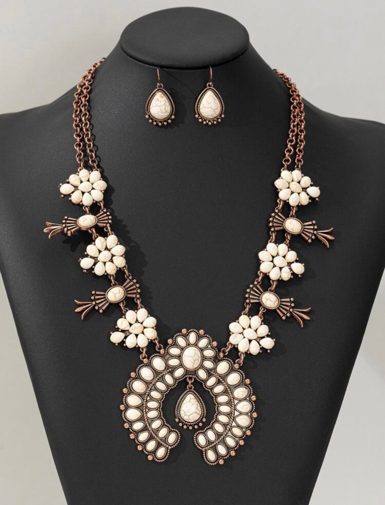 Alabaster Squash Blossom Necklace
