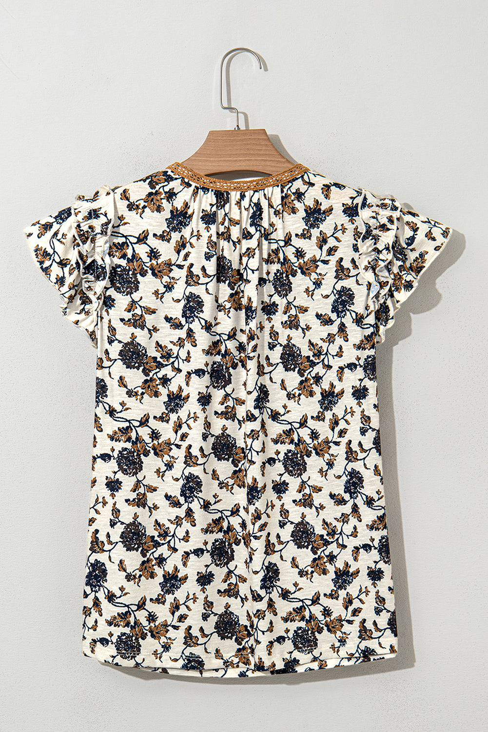 Floral Frilly Blouse with Lace Up