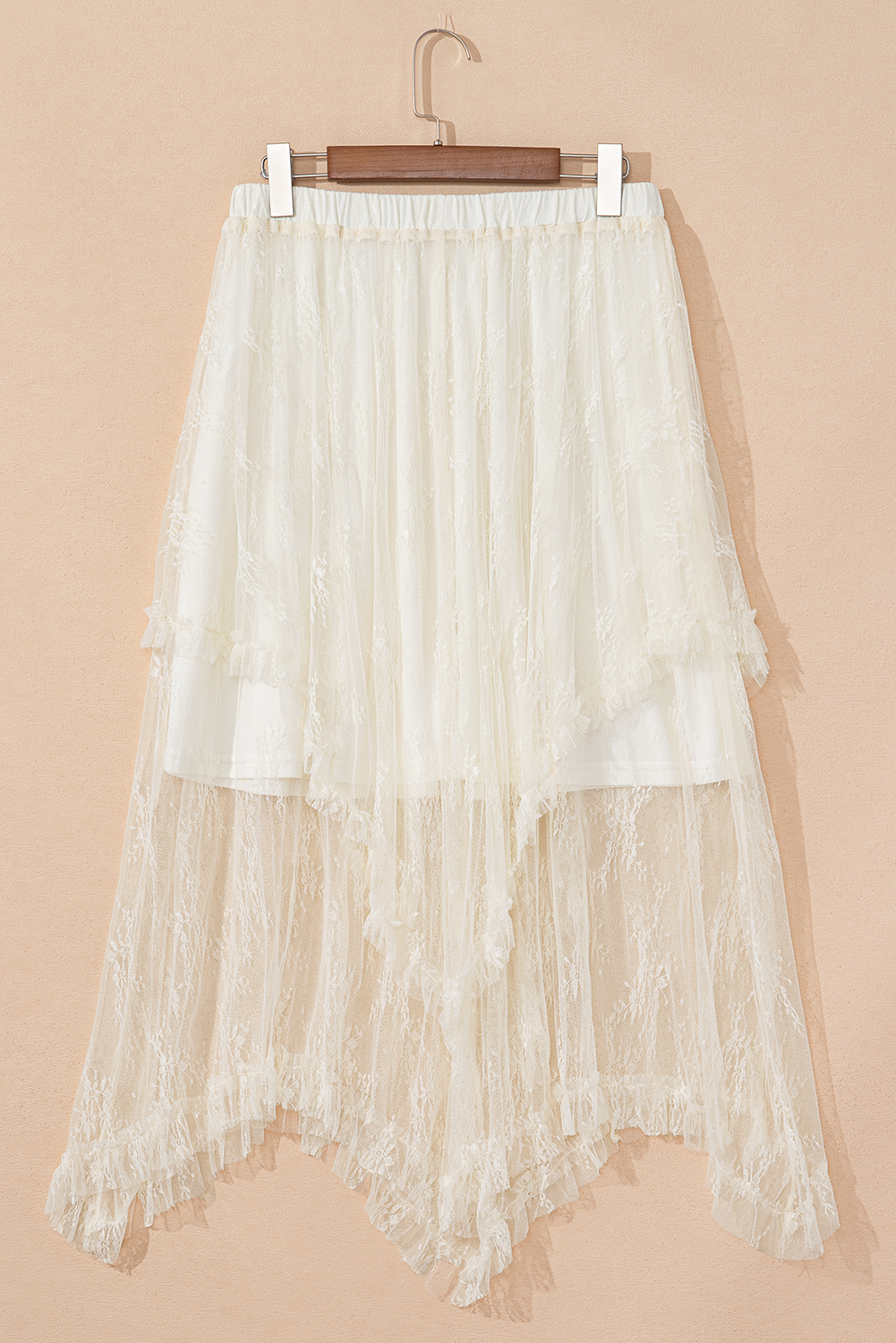 Beige Lace Maxi Skirt
