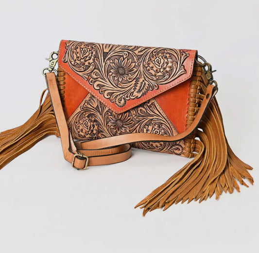Burnt Orange Genuine Leather Luxury Western Purse