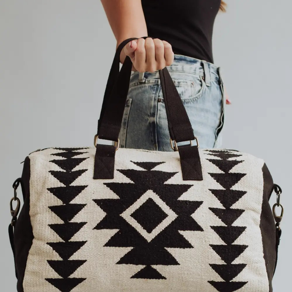 Cream & Black Aztec Duffel