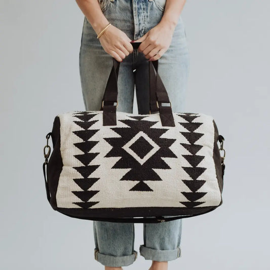 Cream & Black Aztec Duffel