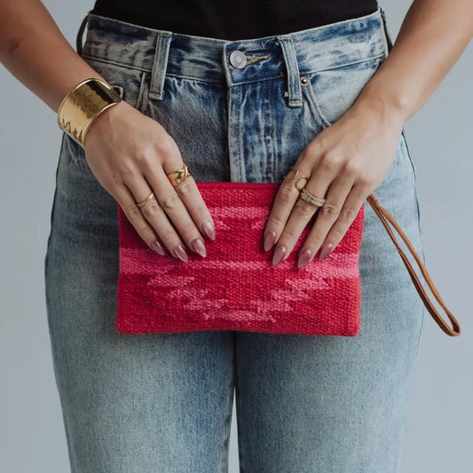 Rose & Pink Aztec Wristlet