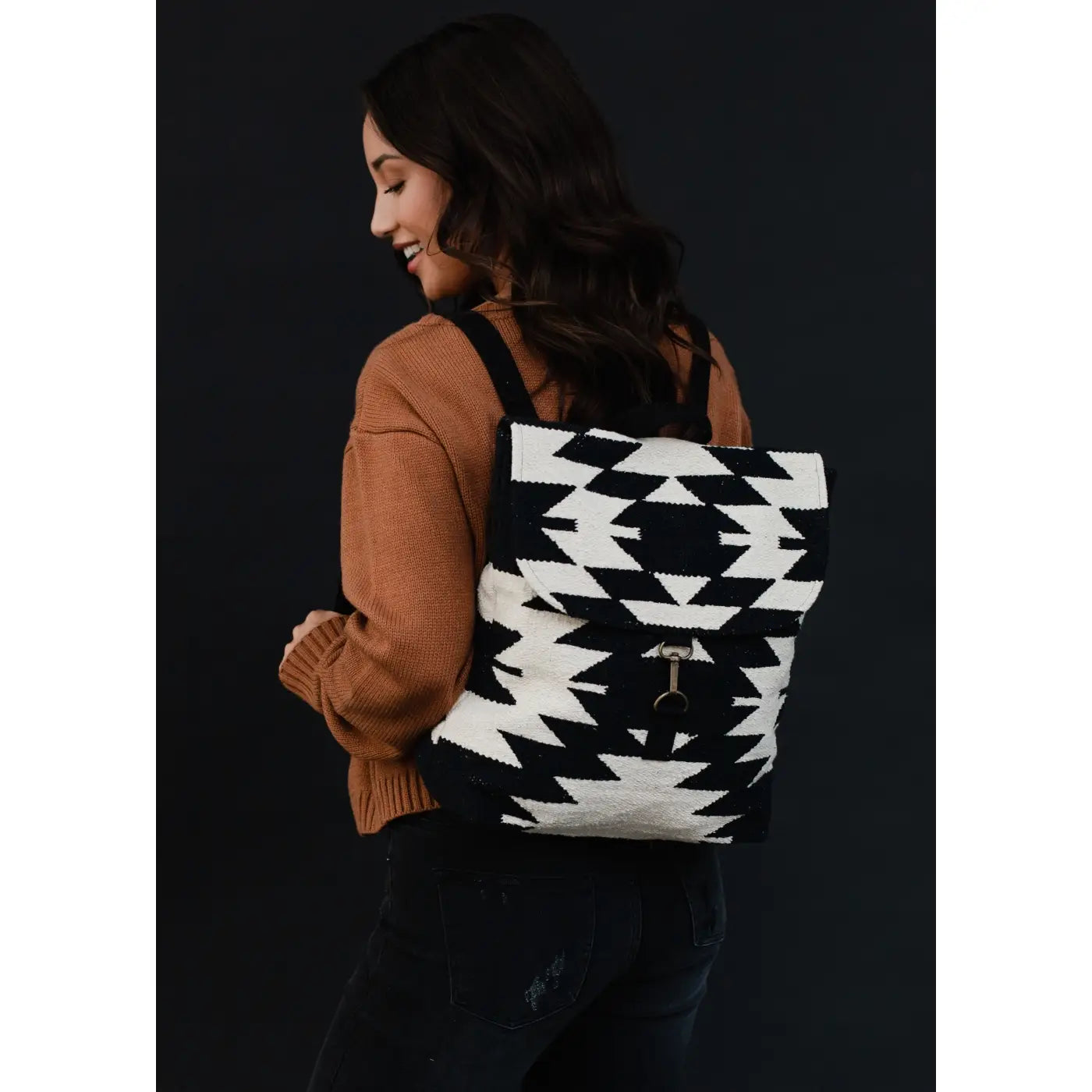 Black & Cream Aztec Backpack