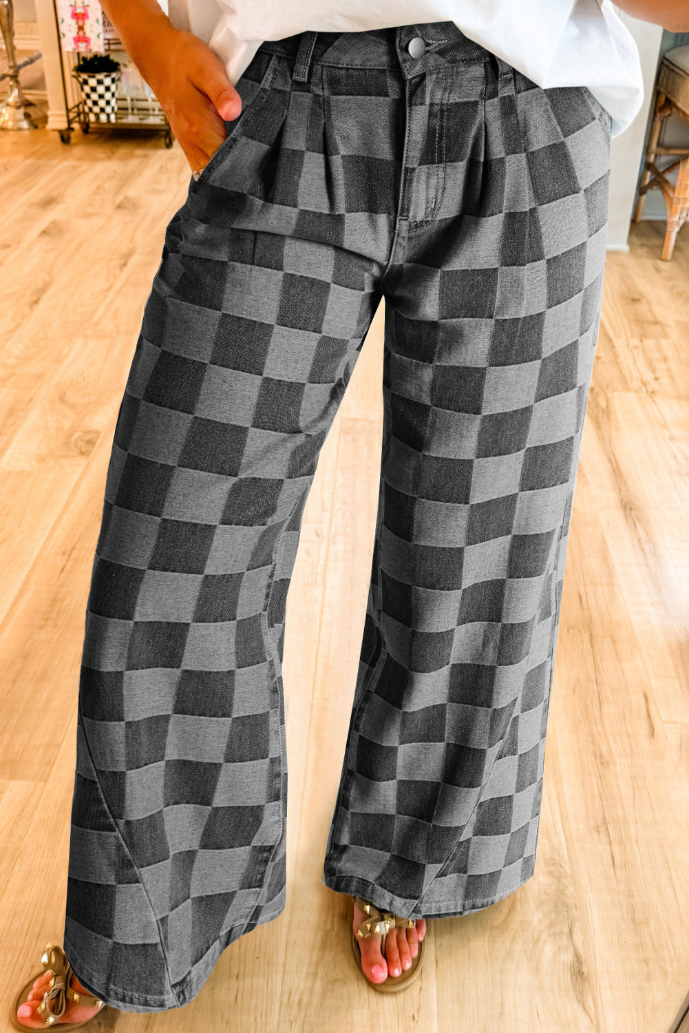 Denim Wide Leg Jeans Checkmate