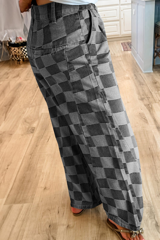 Denim Wide Leg Jeans Checkmate