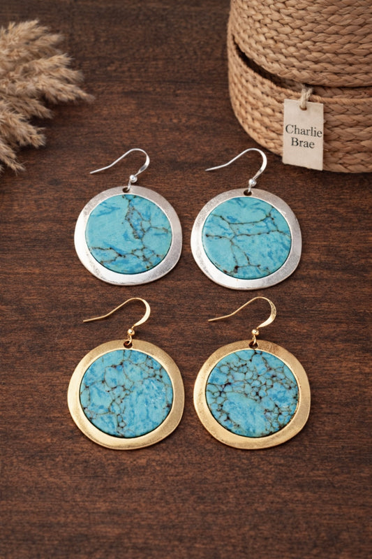Regal Plated Turquoise Earrings