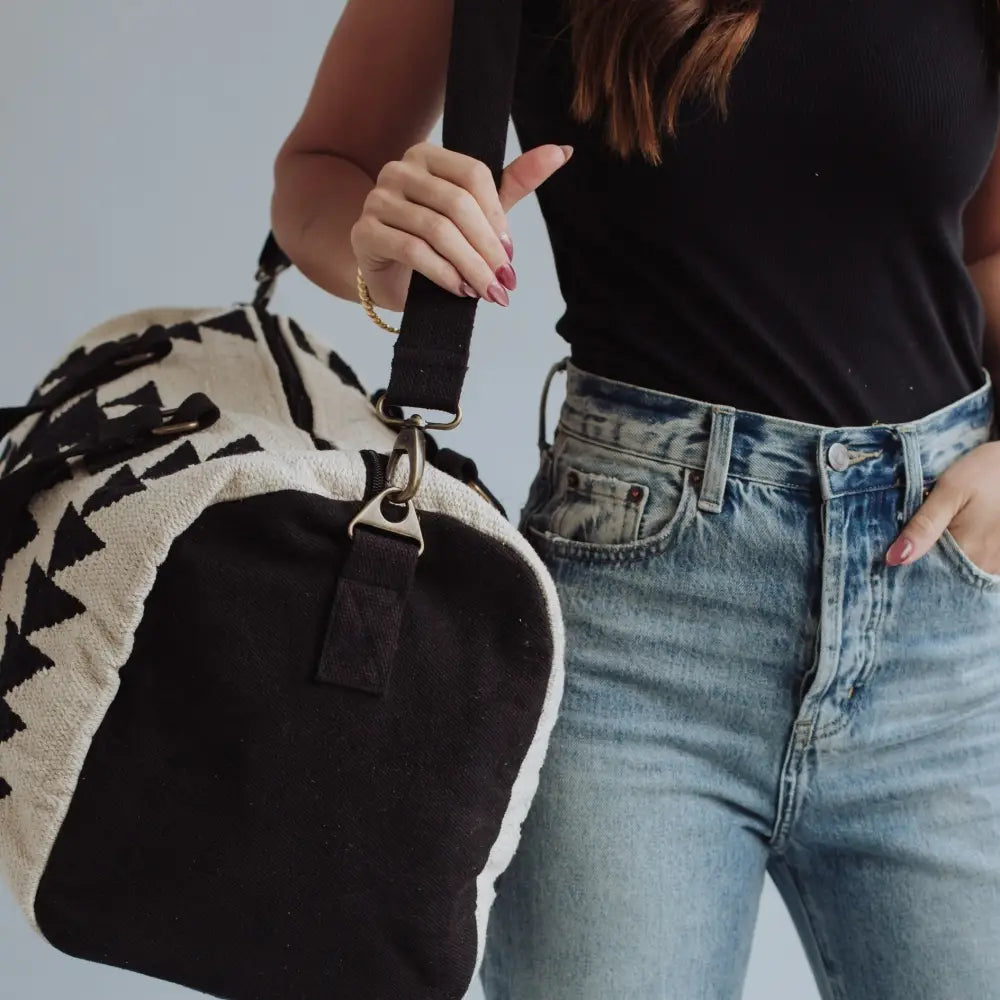 Cream & Black Aztec Duffel