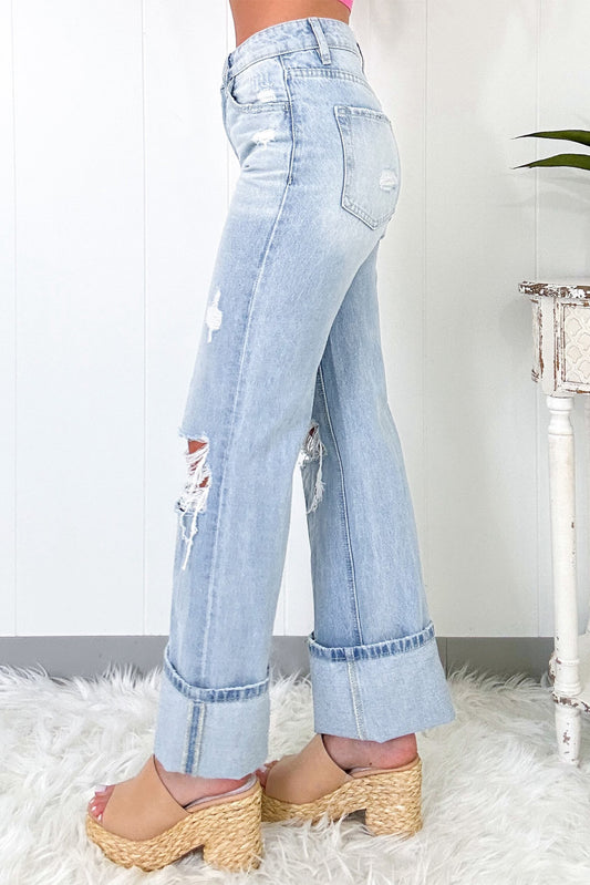 Beau Blue Light Wash Cuff Jeans