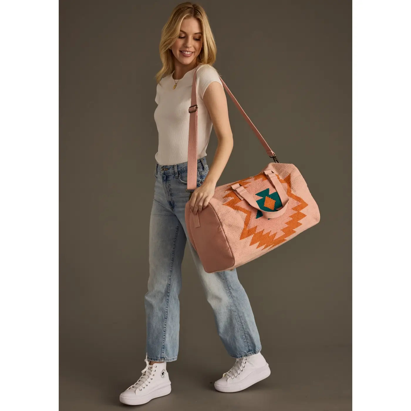 Pink, Orange, Blue & Green Aztec Duffel