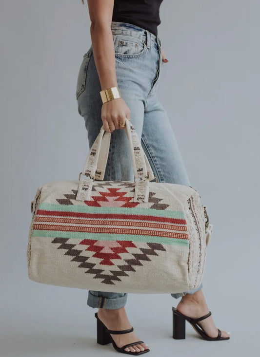 Cream and Rose Aztec Duffel