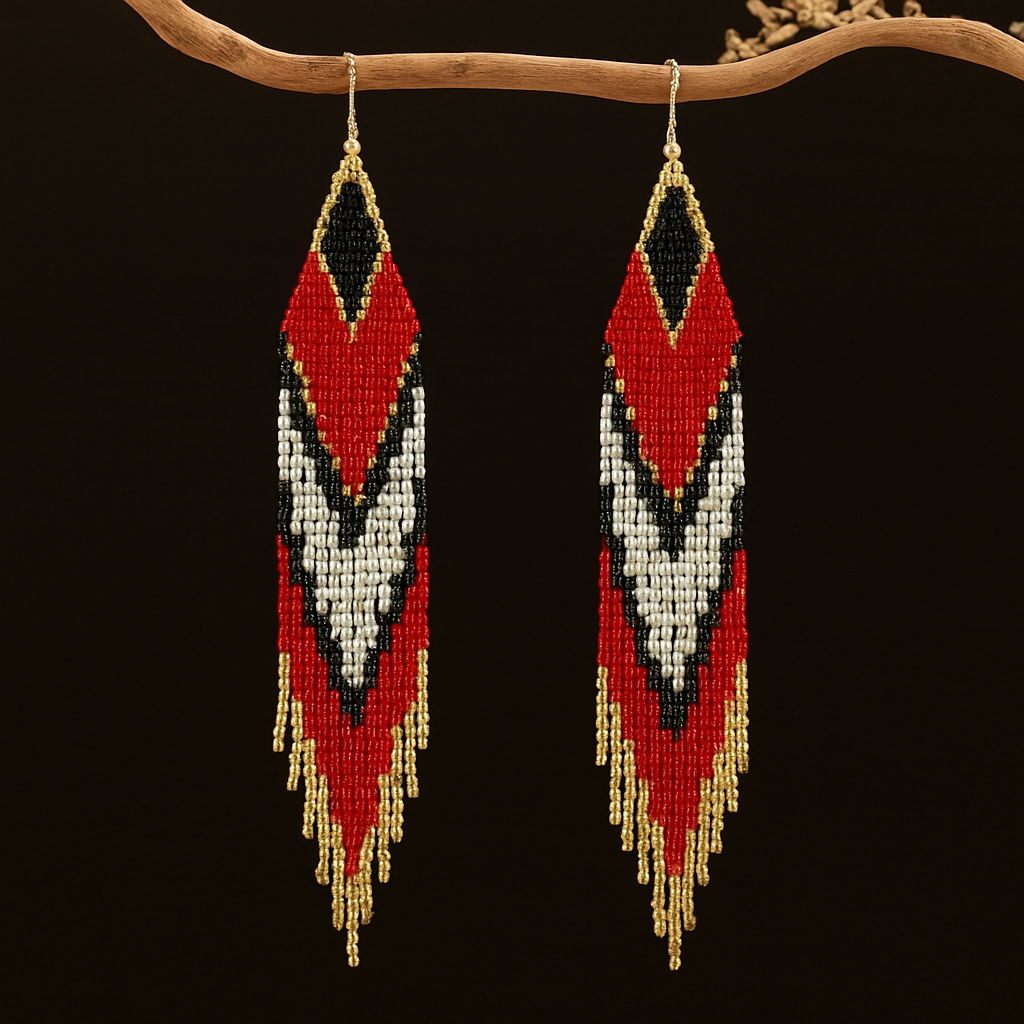 Red Radiance Beaded Earrings