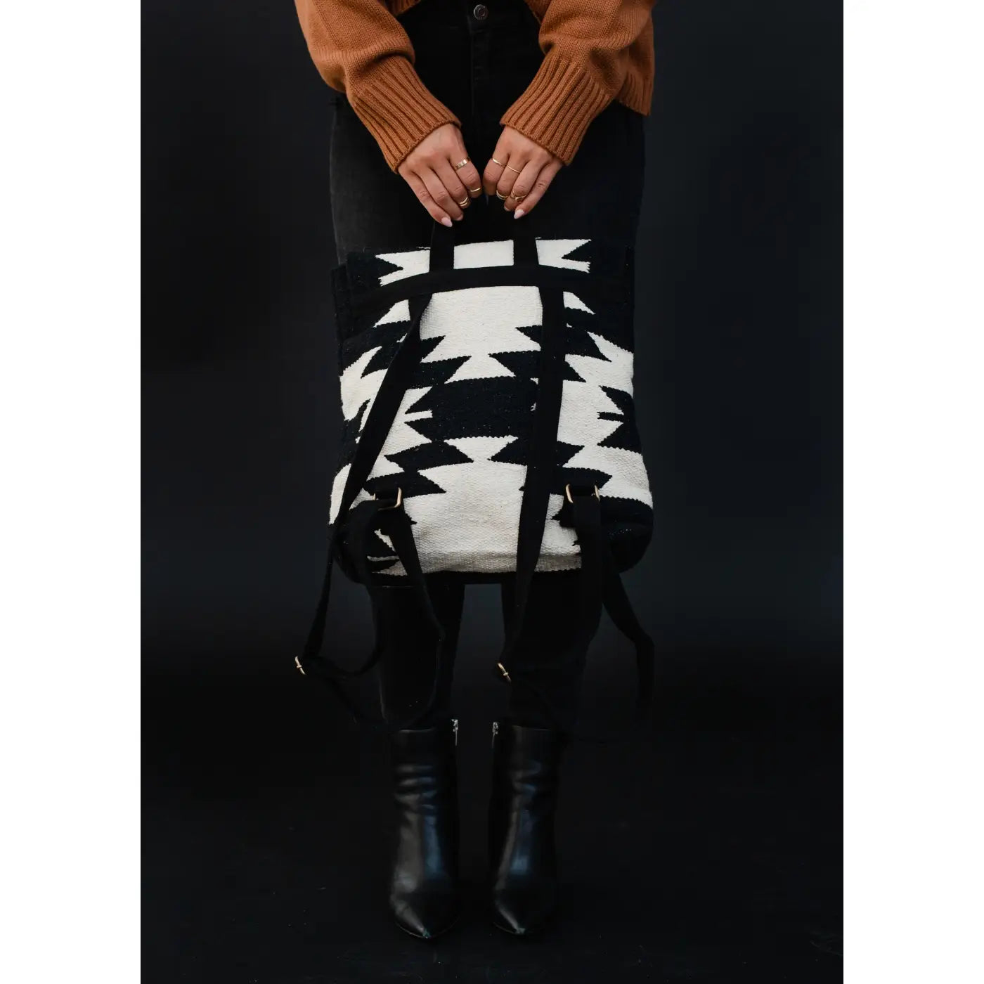Black & Cream Aztec Backpack