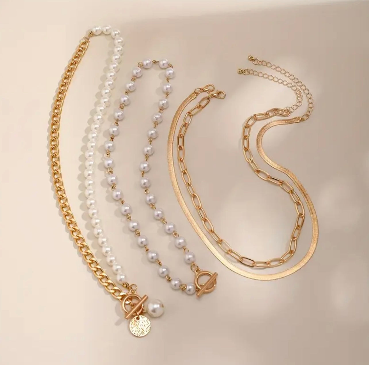 Golden Pearl Necklace Set