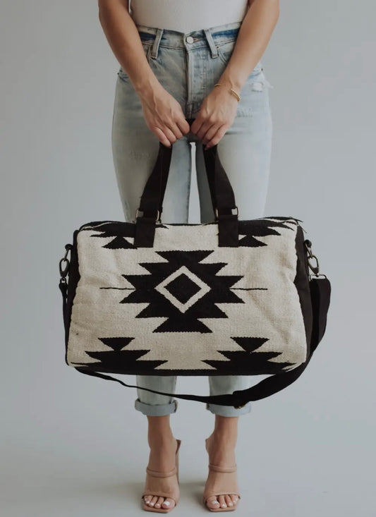 Cream & Black Aztec Duffel