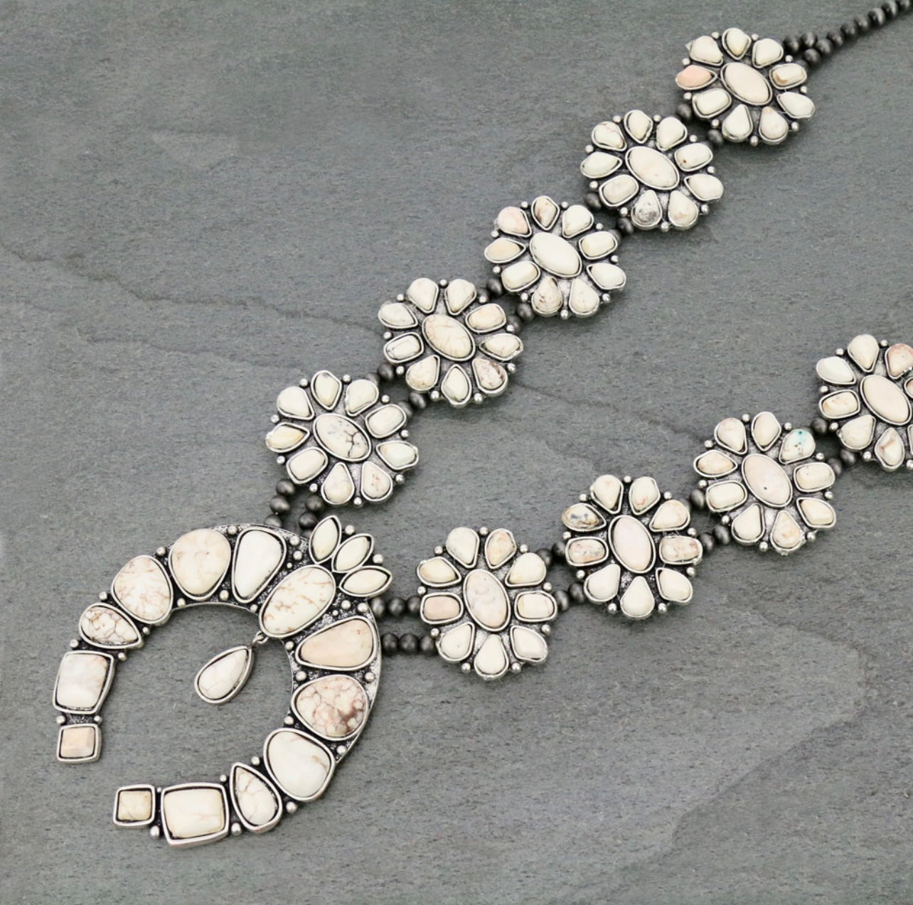 White Squash Blossom Necklace