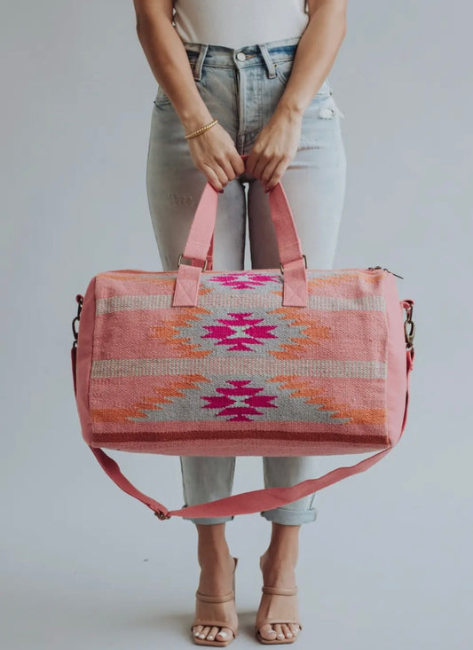 Luxury Pink Aztec Duffel Bag