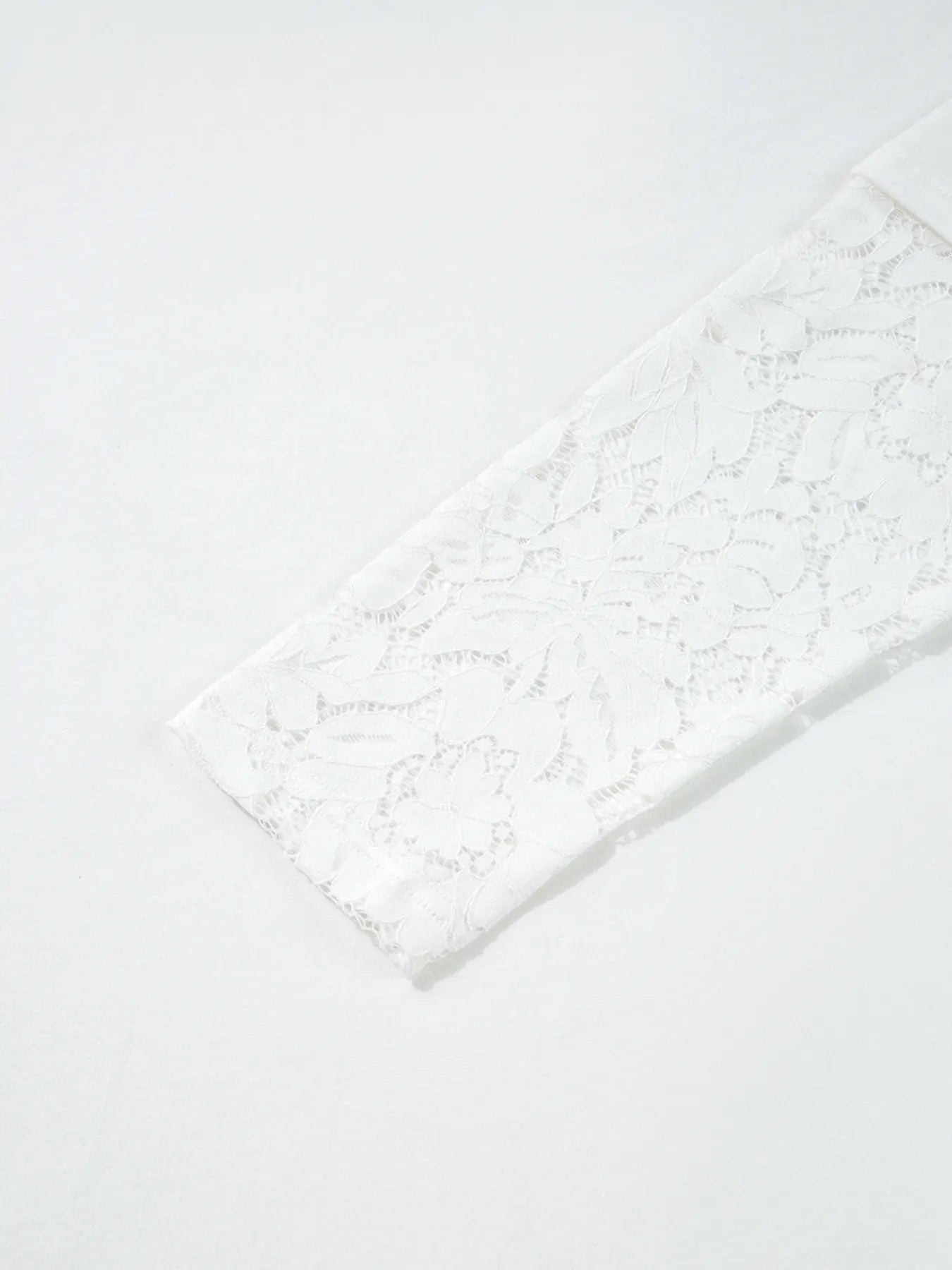 White Lace Long Sleeve Insert Drop Shoulder Tee