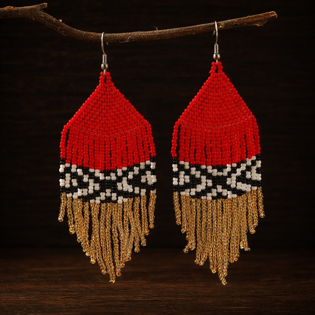 Red Tribal Earrings