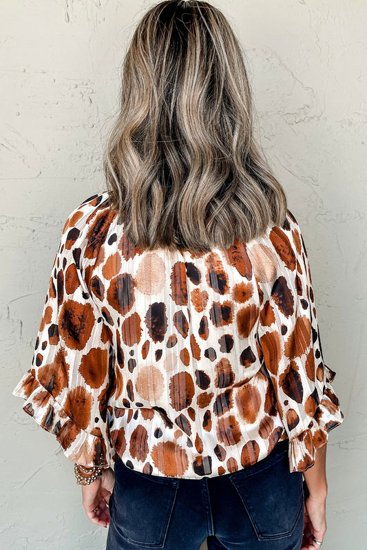 Burnt Orange Abstract Print Blouse