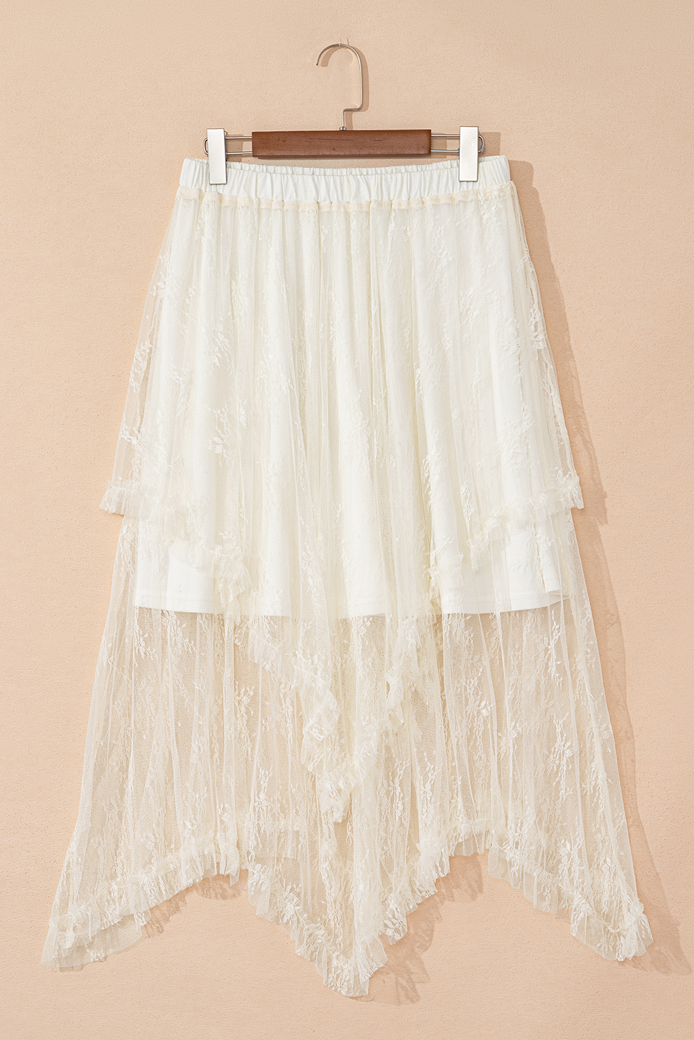 Beige Lace Maxi Skirt