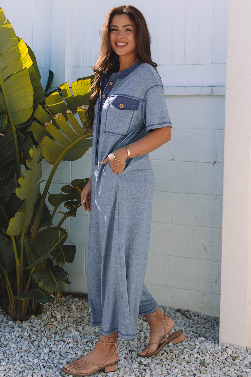 Beau Blue Wide Leg Jumpsuit
