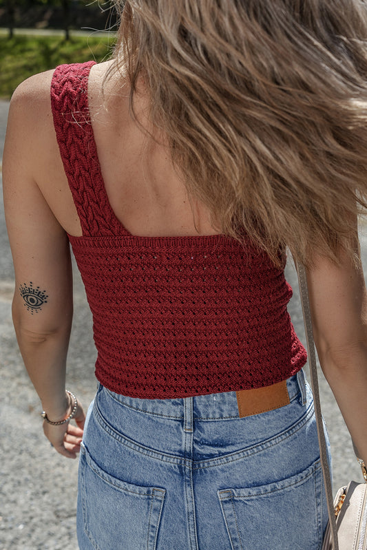 Burgundy Cable Knit Tank Top