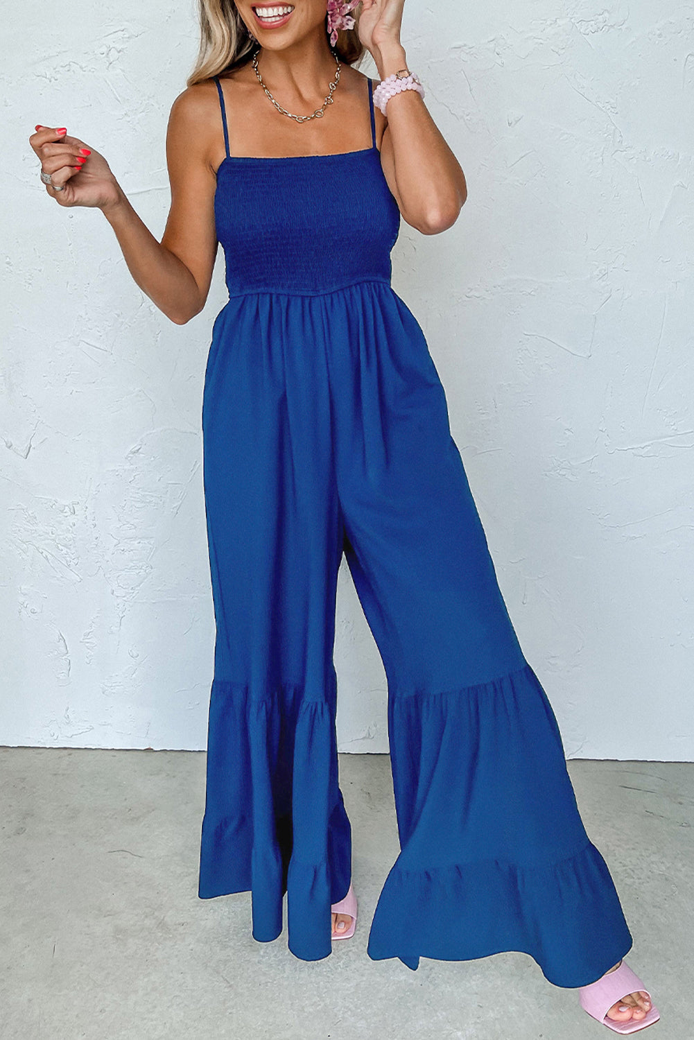 Navy Blue Wide Leg Jumpsuit