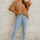 Dusty Tan Square Neck Wide Sleeves Flowy Top