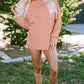 Coral Pink Splicing Raw Hem High Low Oversized Blouse