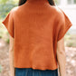 Burnt Orange Patch Pocket Ribbed Knit Short Sleeve Sweater