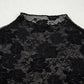 Black Sheer Floral Lace Mesh Mock Neck Long Sleeve Top