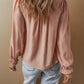 Gossamer Pink Floral Embroidered Textured Flounce Sleeve Elegant Blouse