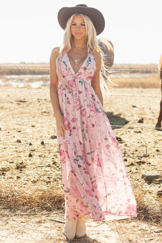Pink Champagne Floral Maxi Dress