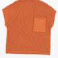 Burnt Orange Patch Pocket Ribbed Knit Short Sleeve Sweater