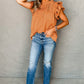 Sunset Orange Smocked Ruffle Sleeve Blouse