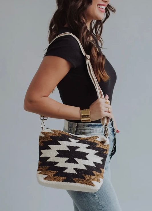 Aztec Print Purse Camel and Black