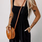 Black Smocked Sleeveless Wide Leg Jumpsuit with Pockets