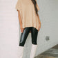 Apricot Short Sleeve Side Slit Oversized Sweater