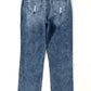 Navy Blue Light Wash Frayed Slim Fit High Waist Jeans