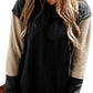 Black Contrast Sleeves Patchwork Colorblock Hoodie