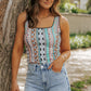 Green Western Geo Printed Square Neck Tank Top