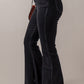 Black High Waist Button Front Flare Jeans